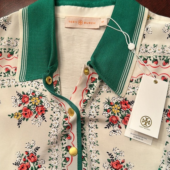 Tory Burch Floral Polo Shirt, new with tags. - Picture 3 of 6